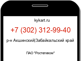 Информация о номере телефона +7 (302) 312-99-40: регион, оператор