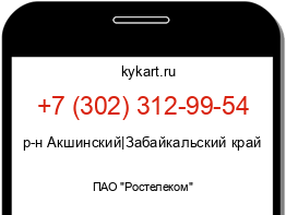 Информация о номере телефона +7 (302) 312-99-54: регион, оператор