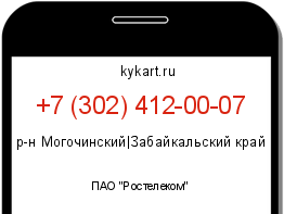 Информация о номере телефона +7 (302) 412-00-07: регион, оператор