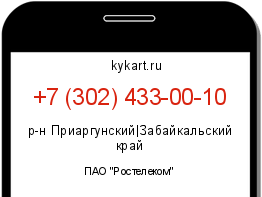 Информация о номере телефона +7 (302) 433-00-10: регион, оператор