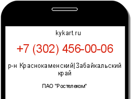 Информация о номере телефона +7 (302) 456-00-06: регион, оператор
