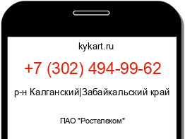 Информация о номере телефона +7 (302) 494-99-62: регион, оператор