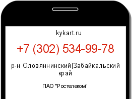 Информация о номере телефона +7 (302) 534-99-78: регион, оператор