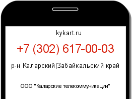 Информация о номере телефона +7 (302) 617-00-03: регион, оператор