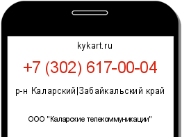 Информация о номере телефона +7 (302) 617-00-04: регион, оператор