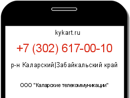 Информация о номере телефона +7 (302) 617-00-10: регион, оператор