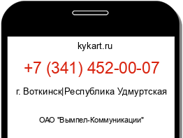 Информация о номере телефона +7 (341) 452-00-07: регион, оператор