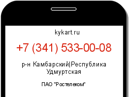 Информация о номере телефона +7 (341) 533-00-08: регион, оператор