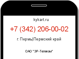 Информация о номере телефона +7 (342) 206-00-02: регион, оператор