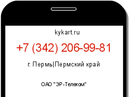 Информация о номере телефона +7 (342) 206-99-81: регион, оператор