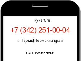 Информация о номере телефона +7 (342) 251-00-04: регион, оператор
