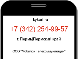 Информация о номере телефона +7 (342) 254-99-57: регион, оператор