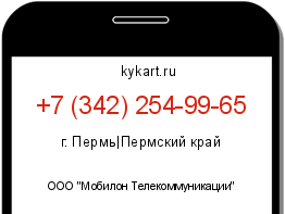 Информация о номере телефона +7 (342) 254-99-65: регион, оператор