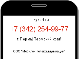 Информация о номере телефона +7 (342) 254-99-77: регион, оператор