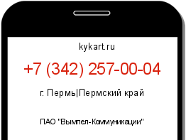 Информация о номере телефона +7 (342) 257-00-04: регион, оператор