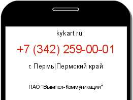 Информация о номере телефона +7 (342) 259-00-01: регион, оператор