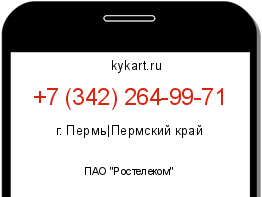 Информация о номере телефона +7 (342) 264-99-71: регион, оператор