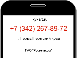 Информация о номере телефона +7 (342) 267-89-72: регион, оператор