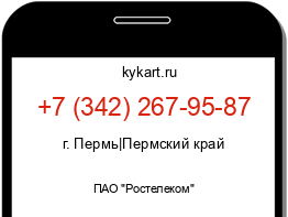 Информация о номере телефона +7 (342) 267-95-87: регион, оператор