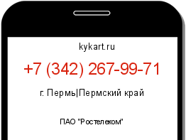Информация о номере телефона +7 (342) 267-99-71: регион, оператор