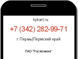 Информация о номере телефона +7 (342) 282-99-71: регион, оператор