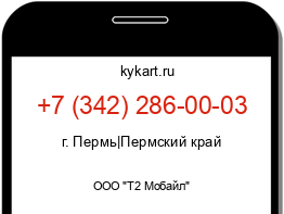 Информация о номере телефона +7 (342) 286-00-03: регион, оператор