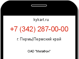 Информация о номере телефона +7 (342) 287-00-00: регион, оператор