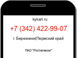 Информация о номере телефона +7 (342) 422-99-07: регион, оператор