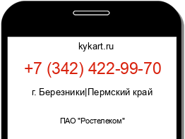 Информация о номере телефона +7 (342) 422-99-70: регион, оператор