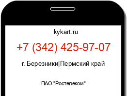 Информация о номере телефона +7 (342) 425-97-07: регион, оператор