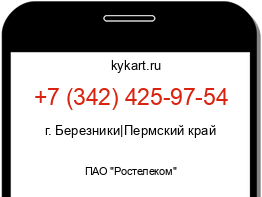 Информация о номере телефона +7 (342) 425-97-54: регион, оператор