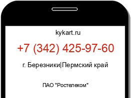 Информация о номере телефона +7 (342) 425-97-60: регион, оператор