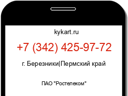 Информация о номере телефона +7 (342) 425-97-72: регион, оператор