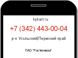 Информация о номере телефона +7 (342) 443-00-04: регион, оператор
