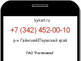 Информация о номере телефона +7 (342) 452-00-10: регион, оператор