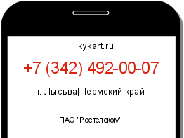 Информация о номере телефона +7 (342) 492-00-07: регион, оператор