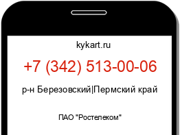 Информация о номере телефона +7 (342) 513-00-06: регион, оператор