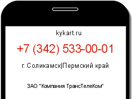 Информация о номере телефона +7 (342) 533-00-01: регион, оператор