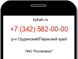Информация о номере телефона +7 (342) 582-00-00: регион, оператор