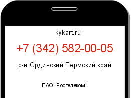 Информация о номере телефона +7 (342) 582-00-05: регион, оператор