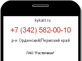 Информация о номере телефона +7 (342) 582-00-10: регион, оператор