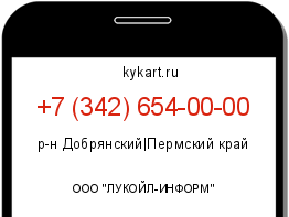 Информация о номере телефона +7 (342) 654-00-00: регион, оператор