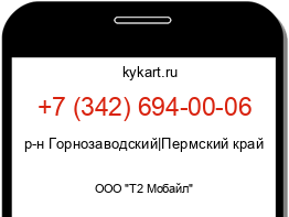 Информация о номере телефона +7 (342) 694-00-06: регион, оператор