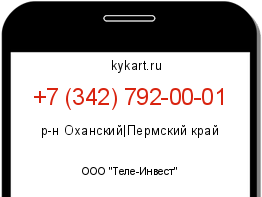 Информация о номере телефона +7 (342) 792-00-01: регион, оператор