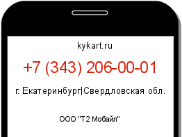 Информация о номере телефона +7 (343) 206-00-01: регион, оператор