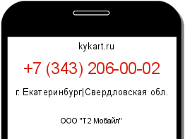 Информация о номере телефона +7 (343) 206-00-02: регион, оператор