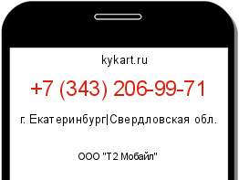 Информация о номере телефона +7 (343) 206-99-71: регион, оператор