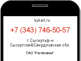 Информация о номере телефона +7 (343) 746-50-57: регион, оператор