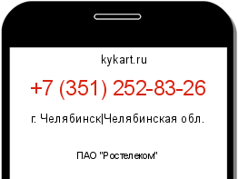 Информация о номере телефона +7 (351) 252-83-26: регион, оператор