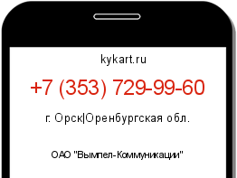 Информация о номере телефона +7 (353) 729-99-60: регион, оператор